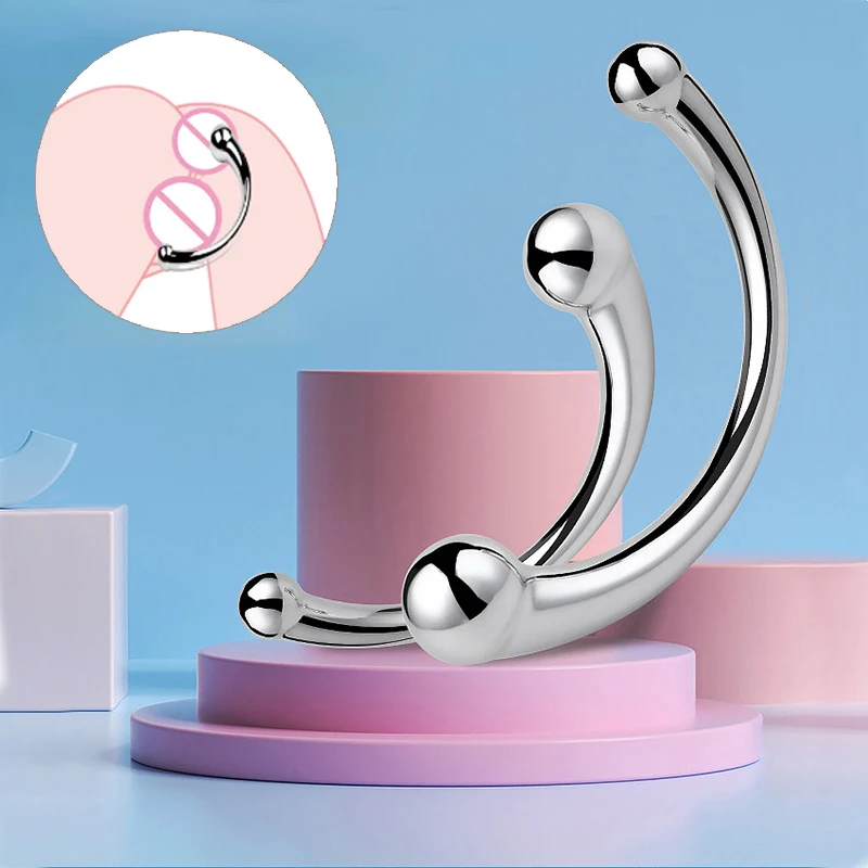 Que inox hai đầu cong chữ C dụng cụ massage kích thích hậu môn tuyến tiền liệt