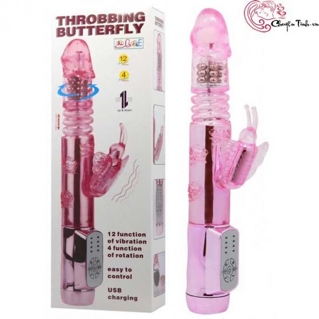 Dương Vật Giả Throbbing Butterfly Kích Thích Cả Trong Lẫn Ngoài Với Siêu Tính Năng Rung Xoay Ngoáy Thụt